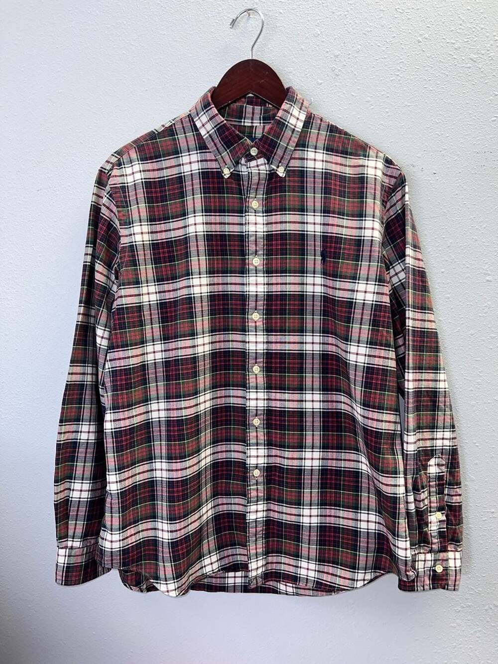 Ralph Lauren Plaid Button Down Shirt Mens Large L Long Sleeve Tartan Polo 0512